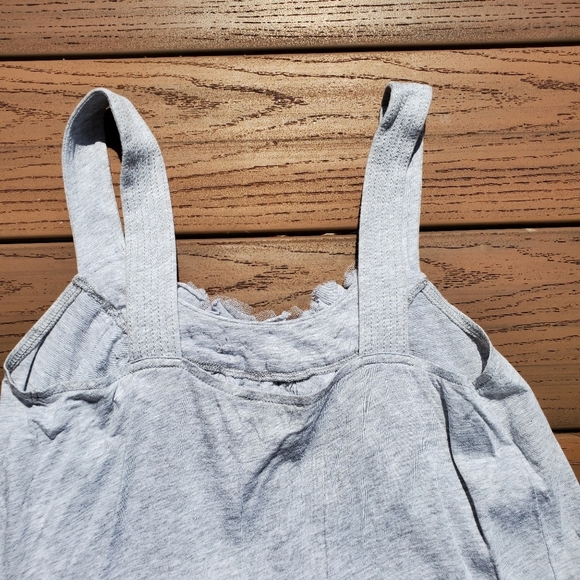 Express Gray Tank Top Wide Straps Mesh Ruffle Preppy Flowy Loose Boho Cotton XS - Picture 5 of 6